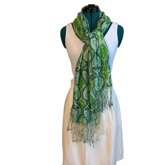 Festival Scarves, Emerald Green  2/$30 Vibrant Green and Blue Scarf